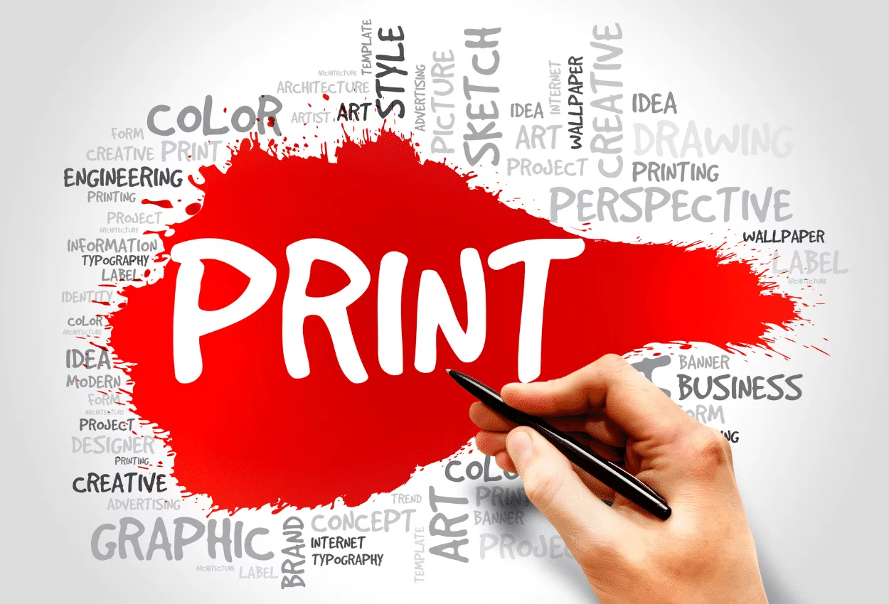 Creative print design concept with red paint splash
