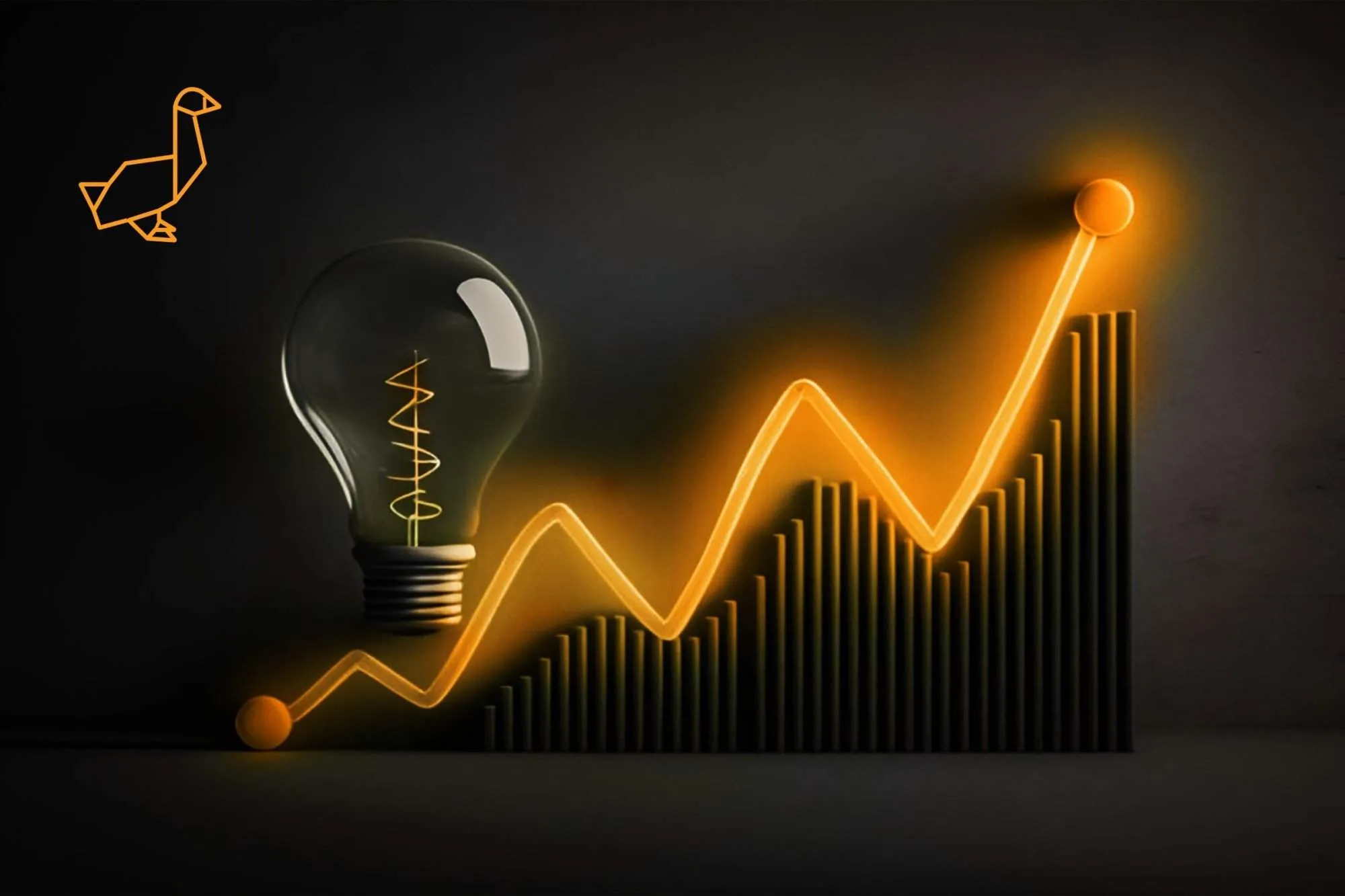 Innovative lightbulb and growth graph concept for small changes and big savings.